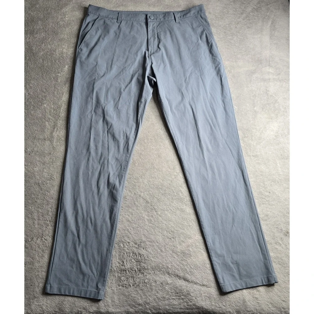Rhone Commuter Classic Pants Mens 38x32 Gray Blue Slim Fit Straight  Zip Pocket